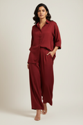 Royal Maroon Textured Co-ord Set Stitched 2 Piece